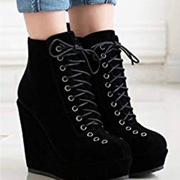 Starella women’s s6 black platform ankle boots - Picture 5 of 6